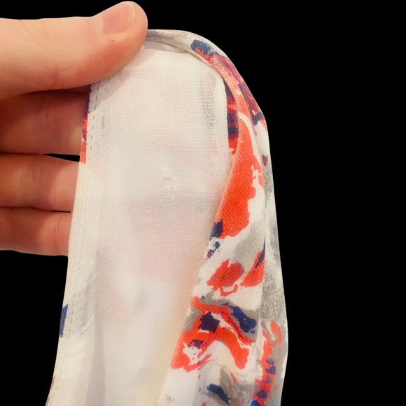 Dress Floral Size 10 Fit Flare Belted Blue Red White Flowers Zip Tulle Lined - Picture 5 of 13